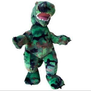 BAB Build A Bear 16” Green Camo Sharp Tooth T-Rex Dinosaur Plush Stuffed Animal